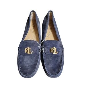 Lauren Ralph Lauren Barnsbury Suede Loafer Flats Navy Blue Women US 6.5 EUR 37